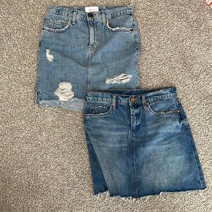 Current Elliott jean skirt and blank NYC jean skirt, both size 26